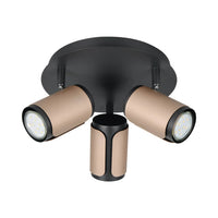 LÚZETE - SPOT DA PAREDE/SOFFITTO 3 LUCI GU10 METALLO COFFEE GIADA