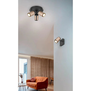 LÚZETE - SPOT DA PAREDE/SOFFITTO 3 LUCI GU10 METALLO COFFEE GIADA