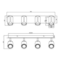 LÚZETE - SPOT DA PARETE/SOFFITTO 4 LUCI GU10 METALLO COFFEE GIADA