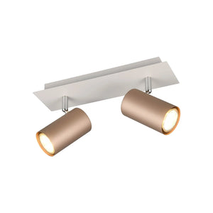 LÚZETE - SPOT DA SOFFITTO/PARETE 2 LUCI IN METALLO COFFEE/GRIGIO GU10 GRAFTON