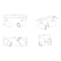 LÚZETE - SPOT DA SOFFITTO/PARETE 2 LUCI IN METALLO COFFEE/GRIGIO GU10 GRAFTON