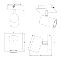 LÚZETE - SPOT DA SOFFITTO/PARETE METALLO COFFEE/GRIGIO GU10 GRAFTON