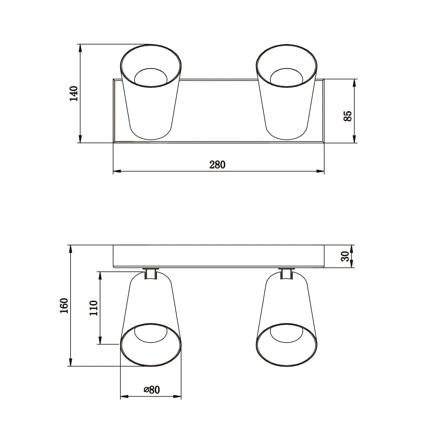 LÚZETE - SPOT DA SOFFITTO/PIANO 2 LAMPADE METALLO BIANCO GU10 SILVANO