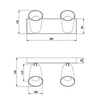 LÚZETE - SPOT DA SOFFITTO/PIANO 2 LAMPADE METALLO BIANCO GU10 SILVANO