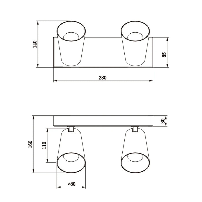 LÚZETE - SPOT DA SOFFITTO/PIANO 2 LAMPADE METALLO BIANCO GU10 SILVANO