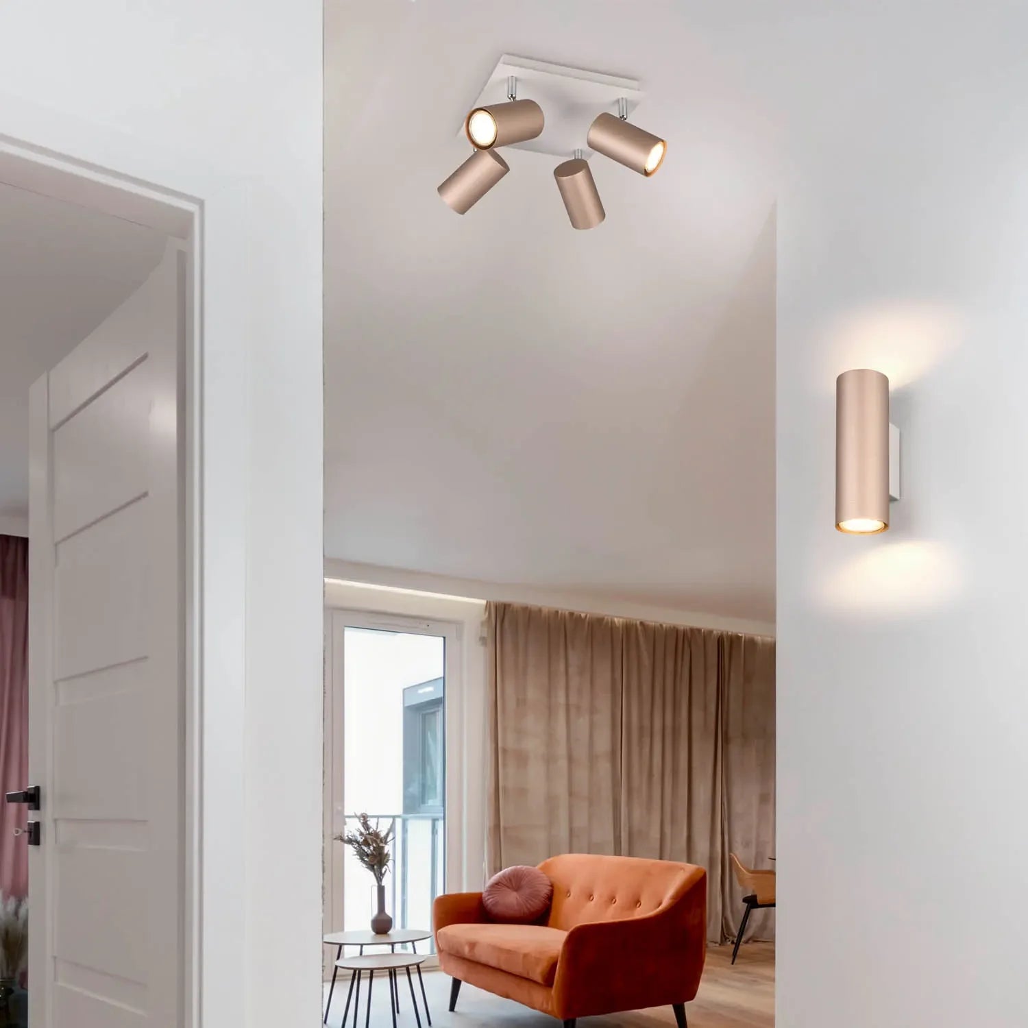 LÚZETE - SPOT DA SOFFITTO/SETE 4 LUCI METALLO COFFEE/GRIGIO GU10 GRAFTON