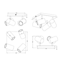 LÚZETE - SPOT DA SOFFITTO/SETE 4 LUCI METALLO COFFEE/GRIGIO GU10 GRAFTON