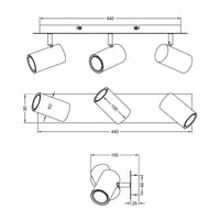 LÚZETE - SPOT SOFFITTO/PARETE 3 LUCI IN METALLO COFFEE/GRIGIO GU10 GRAFTON
