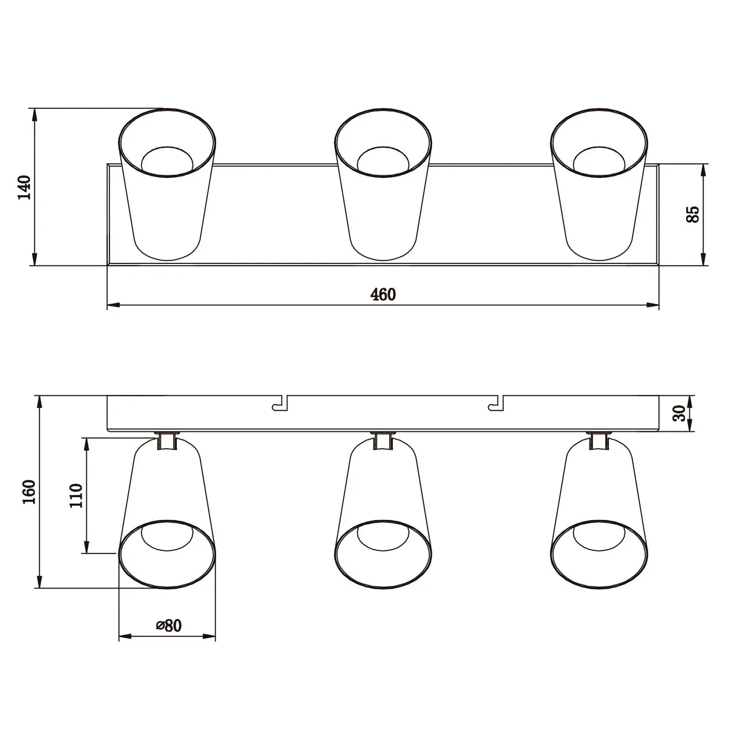 LÚZETE - SPOT SOFFITTO/PARETE 3 LUCI METALLO BIANCO GU10 SILVANO