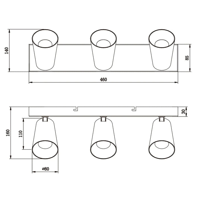 LÚZETE - SPOT SOFFITTO/PARETE 3 LUCI METALLO NERO GU10 SILVANO