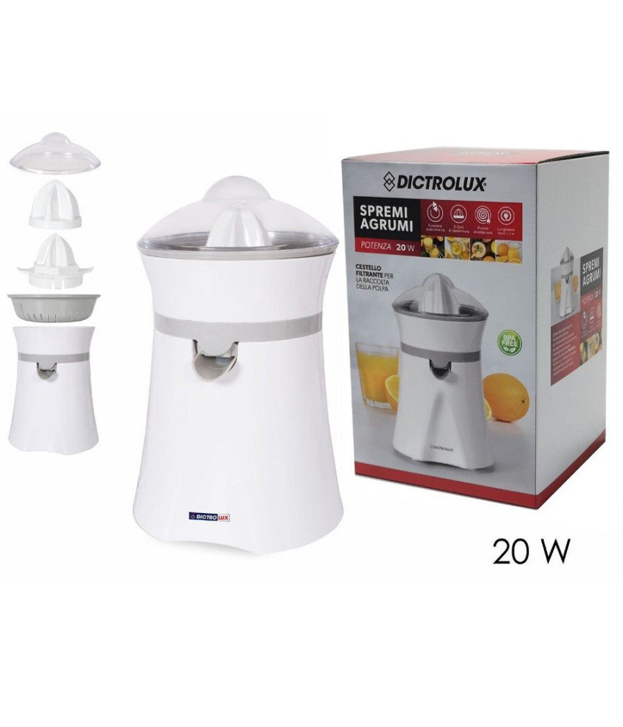 Spremiagrumi 20w Con Sistema A Pressione Automatico 2 Testine Cestello Filtrante         