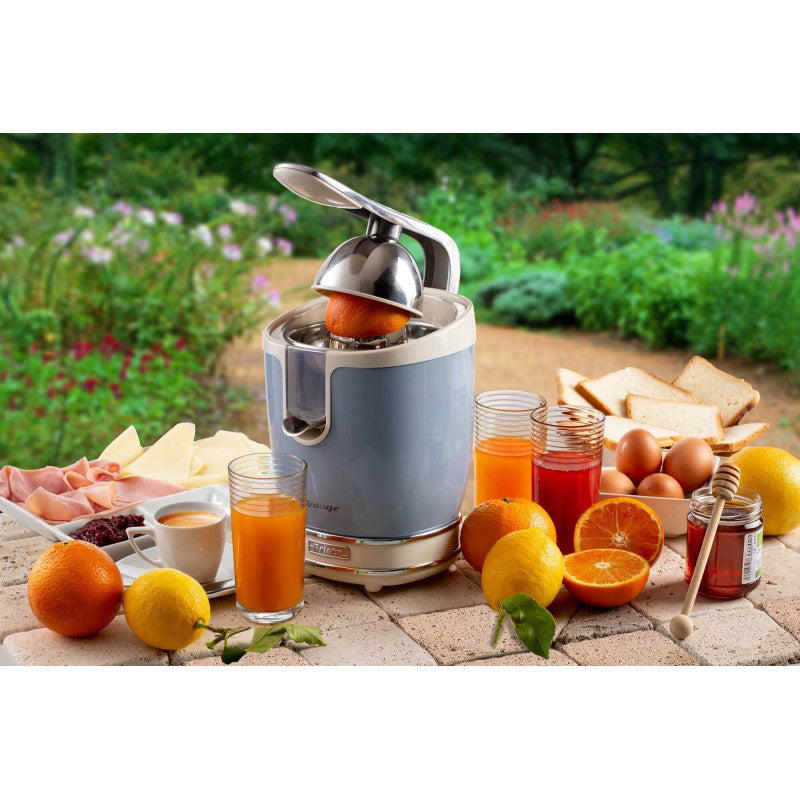 Spremiagrumi Elettrico con Leva - Motore Silenzioso - 85 Watt - Design Vintage - Celeste