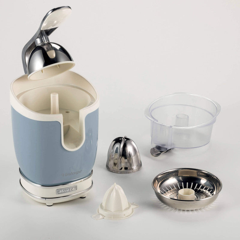 Spremiagrumi Elettrico con Leva - Motore Silenzioso - 85 Watt - Design Vintage - Celeste