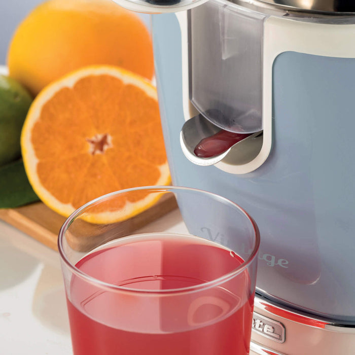 Spremiagrumi Elettrico con Leva - Motore Silenzioso - 85 Watt - Design Vintage - Celeste