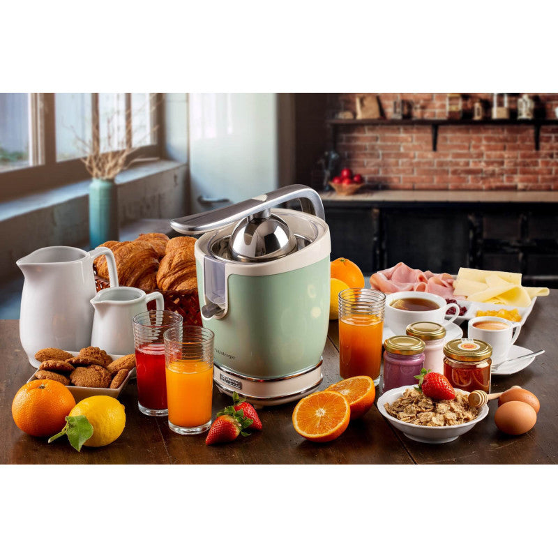 Spremiagrumi Elettrico con Leva - Motore Silenzioso - 85 Watt - Design Vintage - Verde