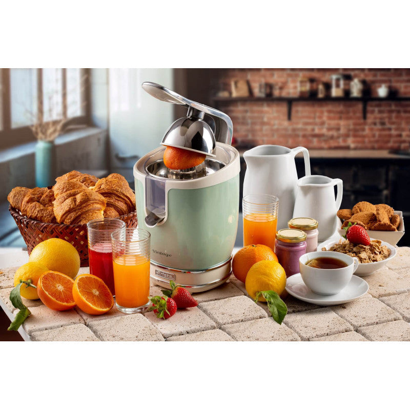 Spremiagrumi Elettrico con Leva - Motore Silenzioso - 85 Watt - Design Vintage - Verde