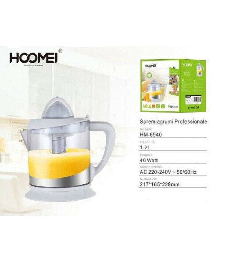 Spremiagrumi Elettrico Professionale Limoni Arance 1,2l 40 Watt Hoomei Hm-6940         
