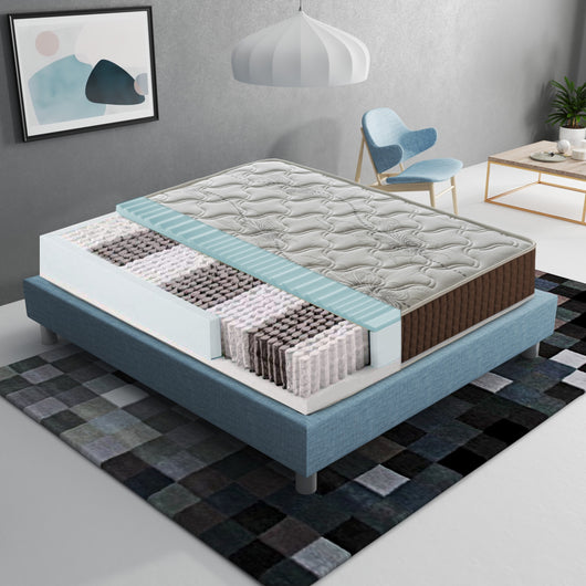 Materasso Singolo 90x190 a molle insacchettate, altezza 23 cm , 3 cm memory foam, ortopedico, 800 molle insacchettate, zone di comfort