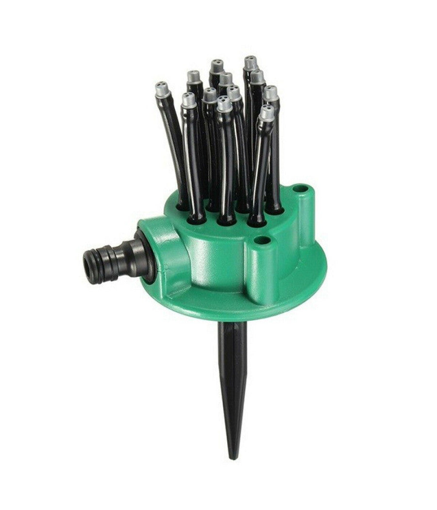 Spruzzatore Acqua Giardino Irrigatore 360 Gradi Rotante 12 Tubi Innaffia Prato         