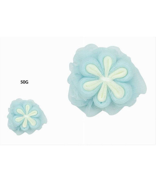Spugna A Rete Bagno Doccia Con Fiore Morbida Esfoliante Scrubber Azzurra 79586         