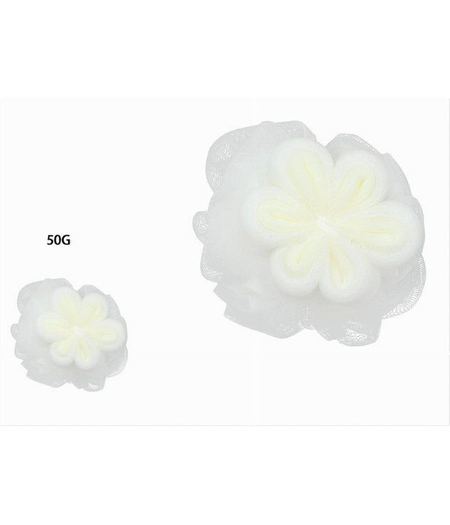 Spugna A Rete Da Bagno Doccia Con Fiore Morbida Esfoliante Scrubber Bianca 79582         