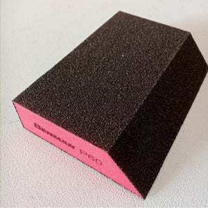 Spugna abrasiva rossa 125x90x25mm grana 60 per intonaco legno plastica pittura - 1pz