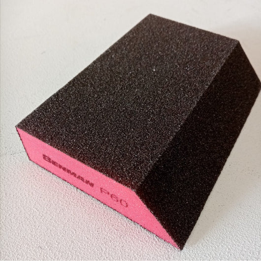 Spugna abrasiva rossa 125x90x25mm grana 60 per intonaco legno plastica pittura - 1pz