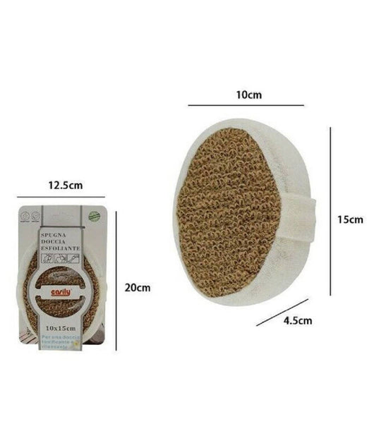 Spugna Doccia Bagno Esfoliante Cura Pelle Corpo 10 X 4.5 X 15 Cm Marrone 69577         