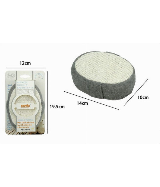 Spugna Doccia Bagno Esfoliante Scrub Pelle Corpo Ovale Con Fascia Grigia 79659         