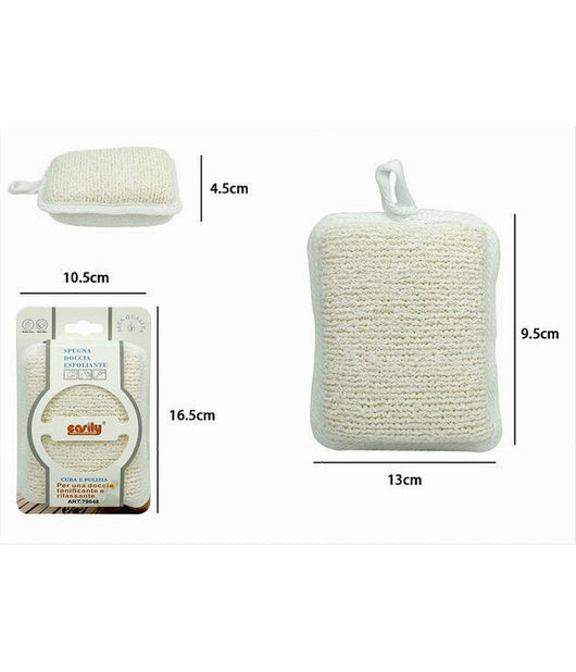 Spugna Doccia Esfoliante Bagno Per Cura Corpo Bombata 13x9.5x4.5 Cm Bianca 79648         