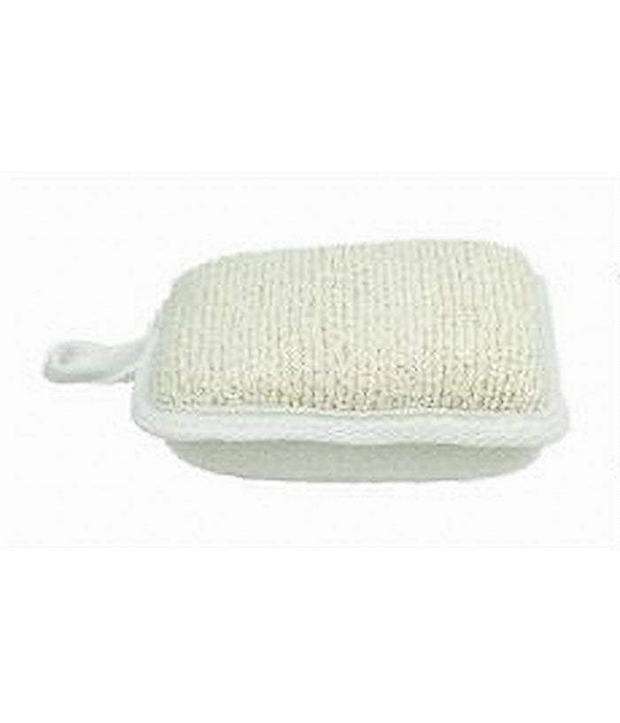 Spugna Doccia Esfoliante Bagno Per Cura Corpo Bombata 13x9.5x4.5 Cm Bianca 79648         