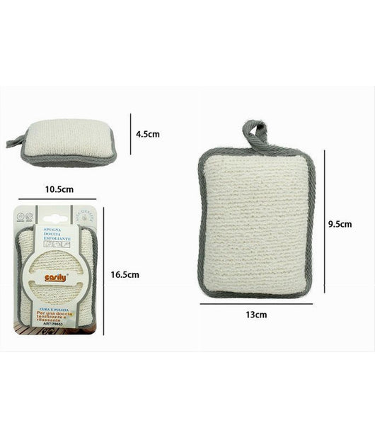 Spugna Doccia Esfoliante Bagno Per Cura Corpo Bombata 13x9.5x4.5 Cm Grigio 79653         