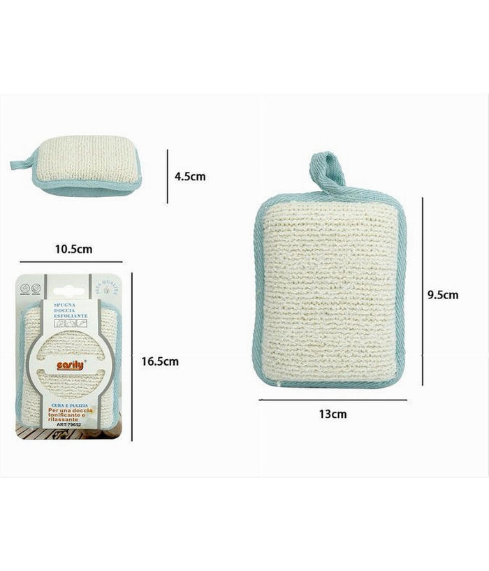 Spugna Doccia Esfoliante Bagno Per Cura Corpo Bombata 13x9.5x4.5cm Azzurro 79652         