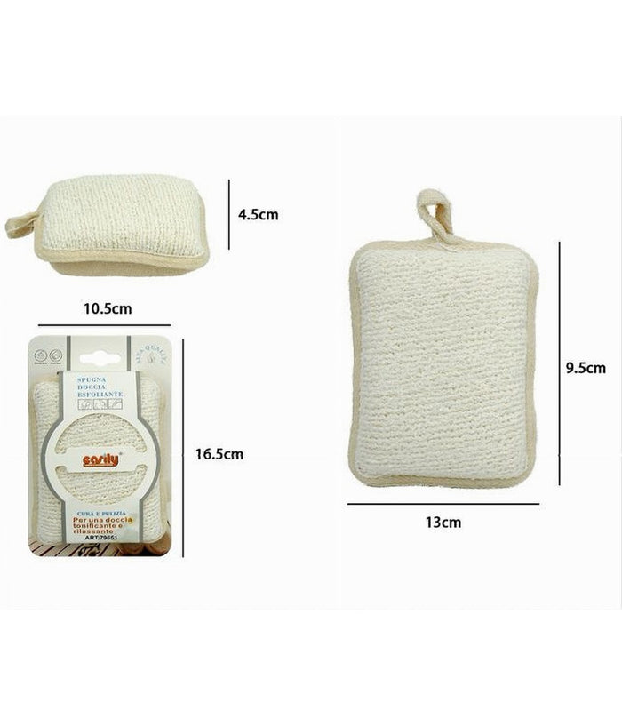 Spugna Doccia Esfoliante Bagno Per Cura Corpo Bombata 13x9.5x4.5cm Beige 79651         