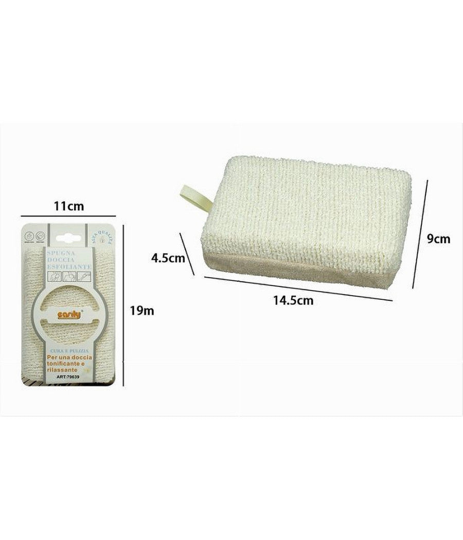 Spugna Doccia Esfoliante Tonica Rilassa Cura Della Pelle Corpo Bagno Beige 79639         