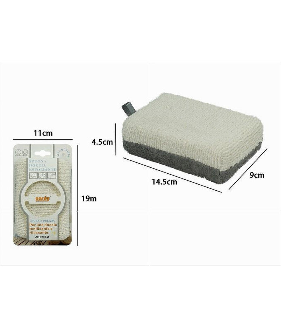 Spugna Doccia Esfoliante Tonica Rilassa Per Cura Pelle Corpo Bagno Grigia 79641         