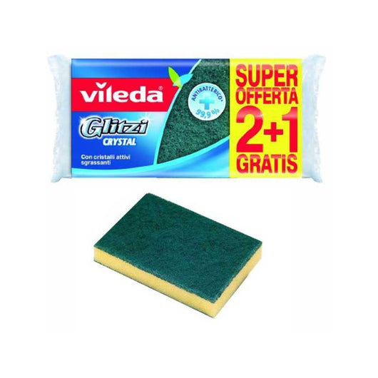 Spugna Fibra Verde Glitzi Crystal pz.2+1 Vileda
