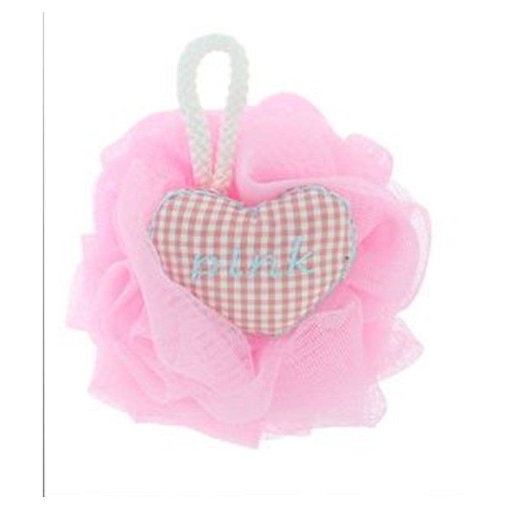 Trade Shop - Spugna Per Doccia A Rete Bagno Esfoliazione Pelle Corpo Con Cuore A Scacchi 10778         