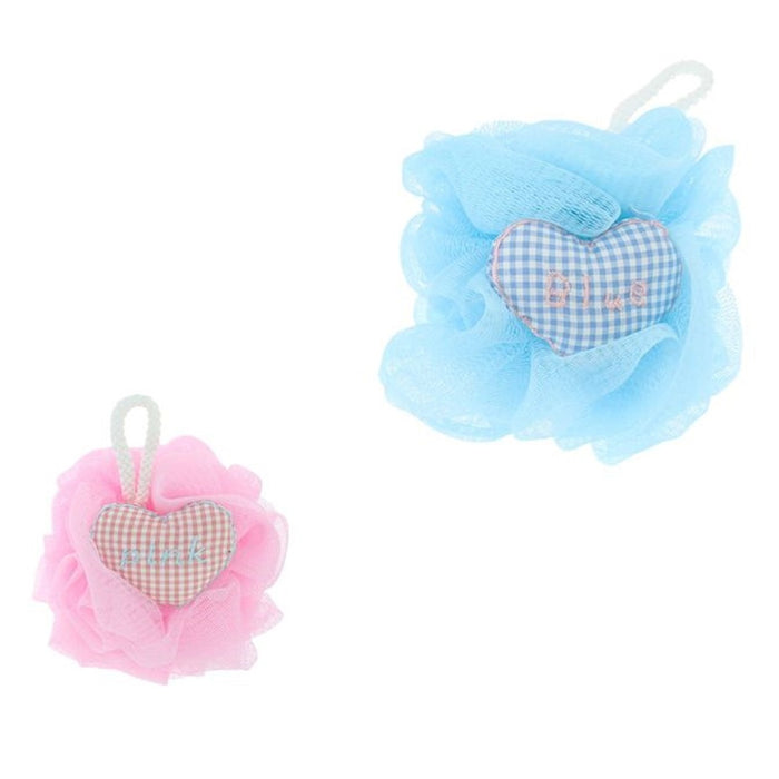 Trade Shop - Spugna Per Doccia A Rete Bagno Esfoliazione Pelle Corpo Con Cuore A Scacchi 10778         