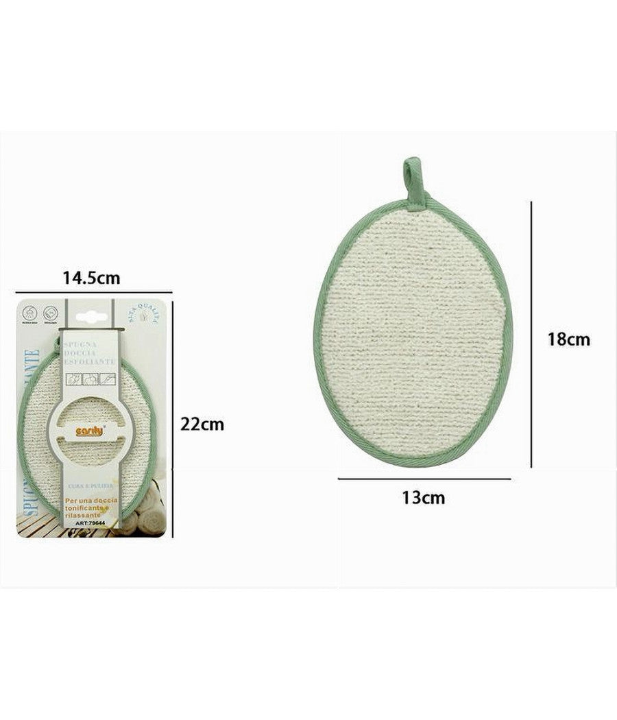 Spugna Per Doccia Bagno Esfoliante Cura Di Pelle Corpo 13x18cm Verde Ovale 79644         