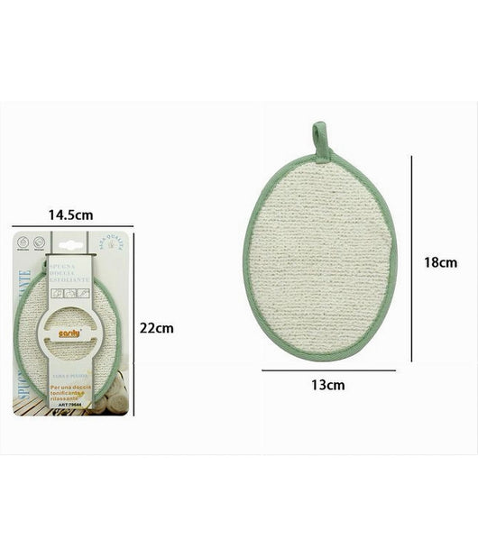 Spugna Per Doccia Bagno Esfoliante Cura Di Pelle Corpo 13x18cm Verde Ovale 79644         