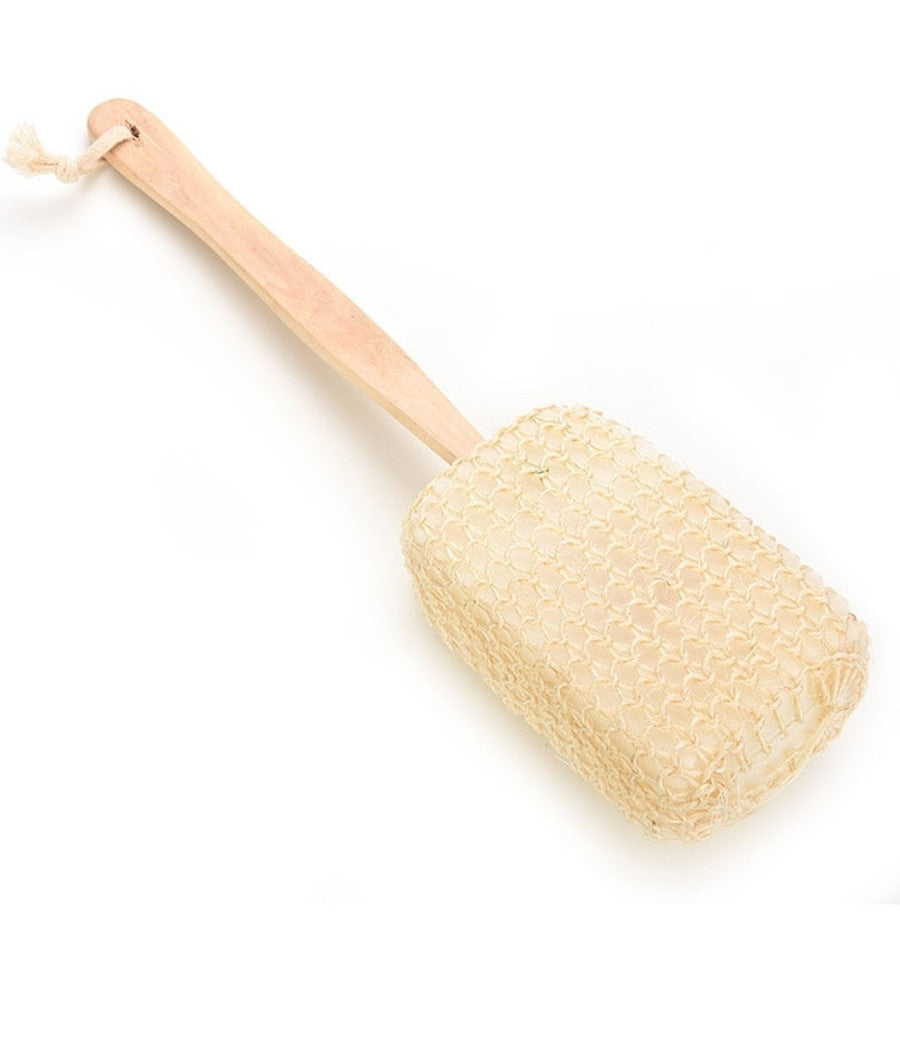 Spugna Per Doccia Manico Legno 36cm Bagno Massaggio Rilassante Esfoliante Corpo         