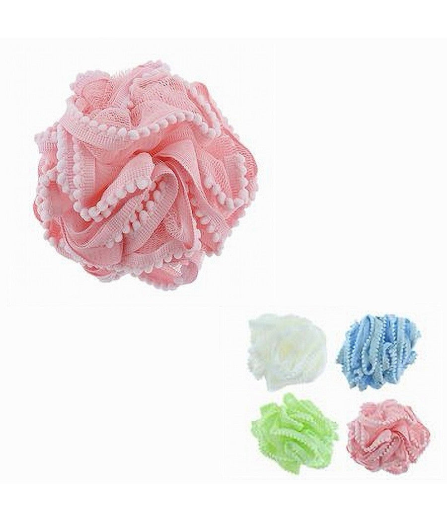Spugna Retina Doccia Bagno Spugnetta A Rete Con Pompon Pizzo Pelle Corpo 10684         