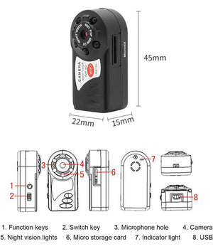 Spy Cam Q7 Hd Wifi Spia Microspia Microcamera Mini Dv Usb Foto Video Android Ios         
