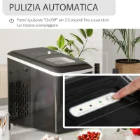 Macchina del Ghiaccio per Casa Autopulente Professionale 2L, 9 Cubetti in 8 Minuti, Fabbricatore Ghiaccio 90W Nero 21.2x29.5x32.6cm