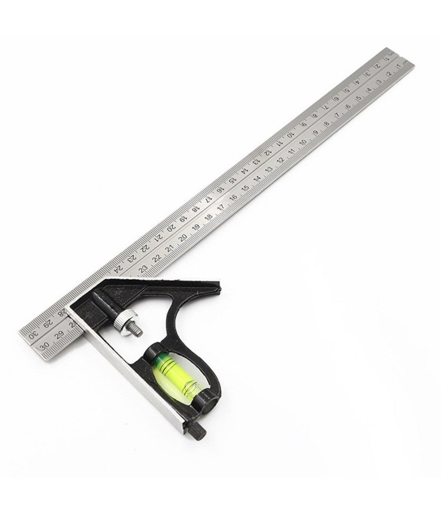 Squadra Combinata Con Livella Metrica A Bolla In Alluminio Angolo 45°90° 300m         