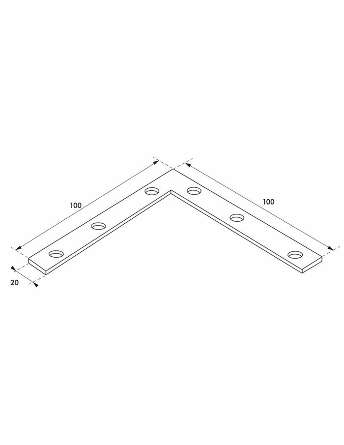 Piastra squadra angolare 100x100x20mm, acciaio zincato - THIRARD