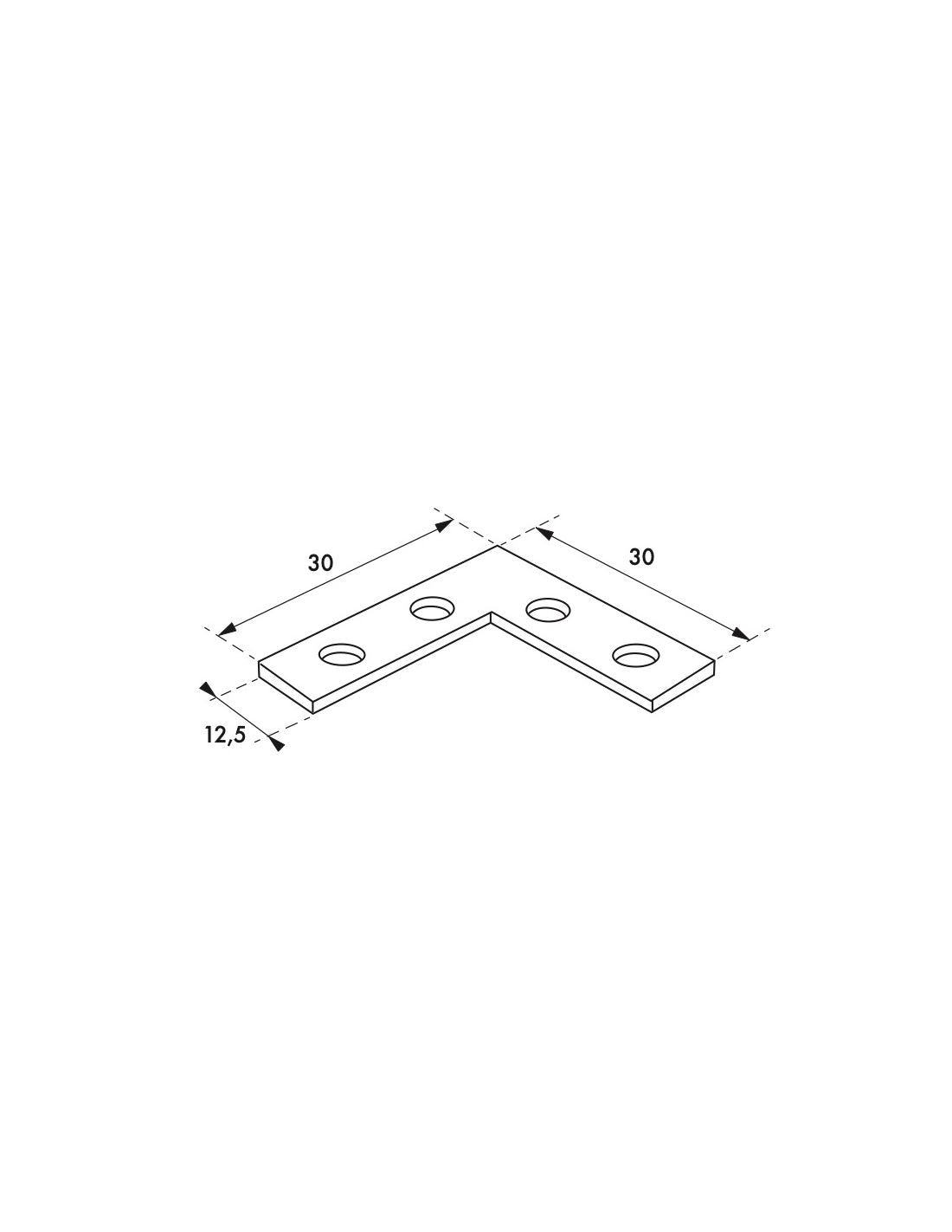 Piastra squadra angolare 30x30x12,5mm, acciaio zincato - THIRARD