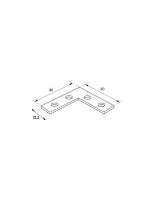 Piastra squadra angolare 30x30x12,5mm, acciaio zincato - THIRARD