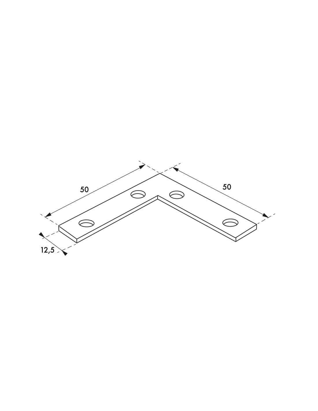 Piastra squadra angolare 50x50x12,5mm, acciaio zincato - THIRARD